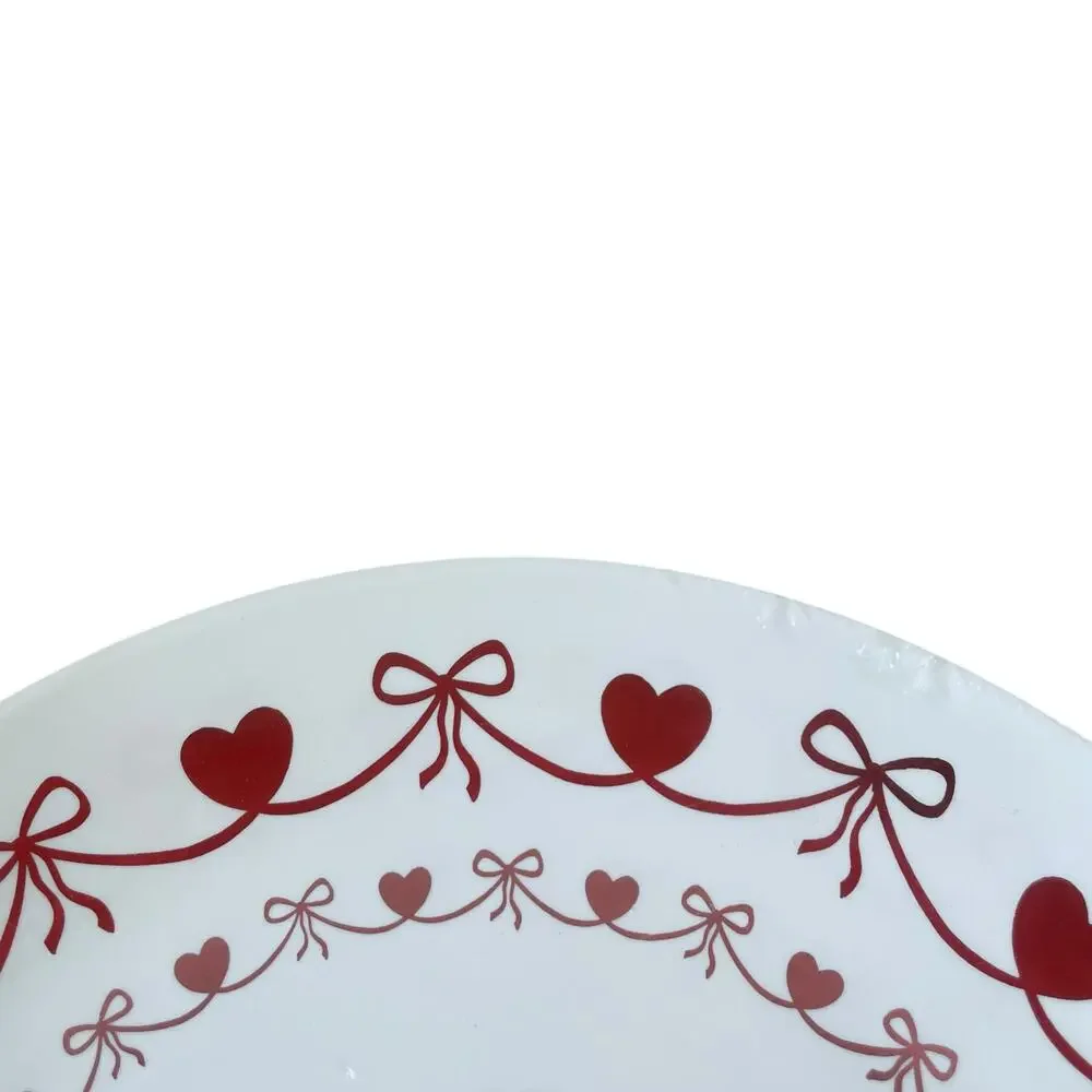 The Farmhouse Red Bow & Heart Border Disposable 10.25
